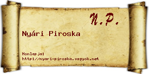 Nyári Piroska névjegykártya